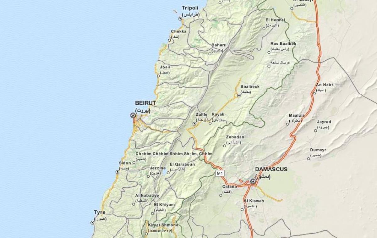 kart på gps-kartet Libanon