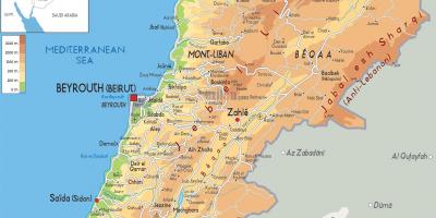 Kart over Libanon fysisk