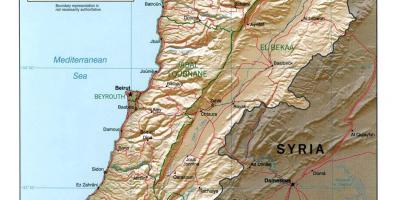 Kart over Libanon topografiske