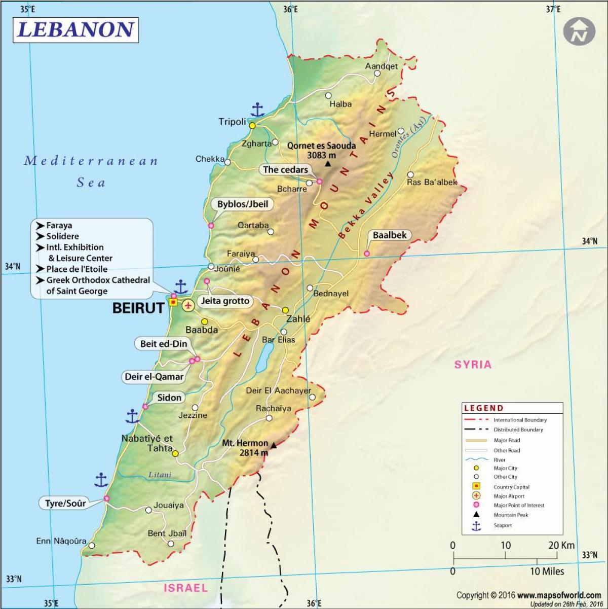 kart over gamle Libanon