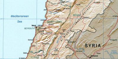 Kart over Libanon geografi