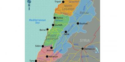 Kart over Libanon turist